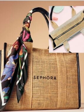 Sephora Limited Edition Raffia/Jute Tote with Floral Scarf | NEW